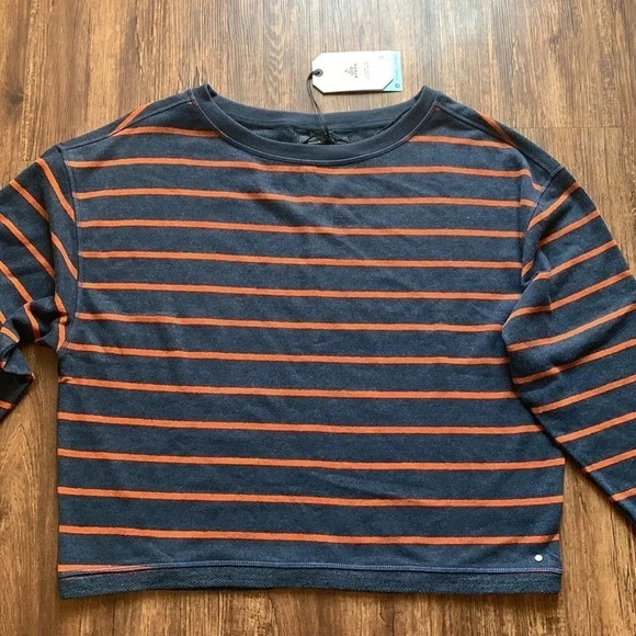 PrAna Women’s Striped Cozy Up Polmdale Sweater Top Size Medium NWT - Picture 4 of 11